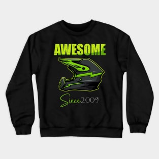 Awesome Biker Since 2009 Birthday 15 Year Old Dirt Bike Crewneck Sweatshirt